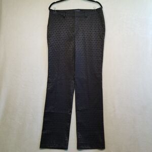 Lands End Womens 10 Dress Pants Black Brocade Straight Leg Slacks Trousers